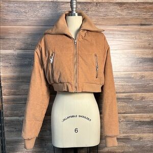 Forever 21 Cropped Corduroy Puffy Jacket NWT